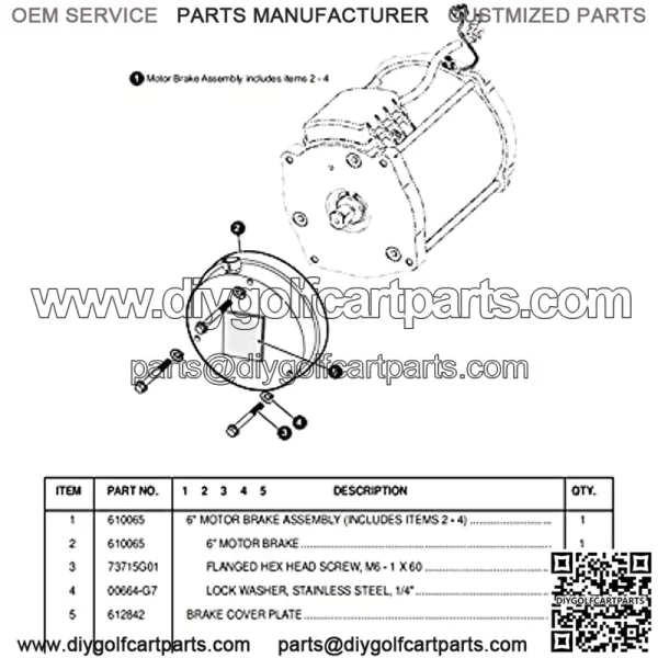 Golf Cart Motor Brake Replacement Fits EZGO RXV 2008-2011 Electric Golf Cart Replaces OEM #610065 - Image 2