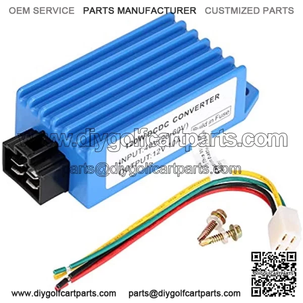 9.99MALL 48V(28-60V) to 12V Golf Cart Voltage Reducer Converter for Yamaha Club Car, 10 Amp 120 Watts Dual Power Source - Image 2