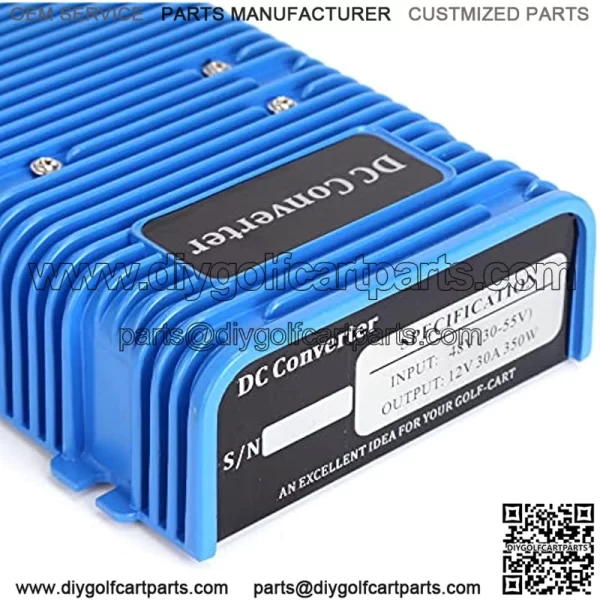 Universal Golf Cart Voltage Reducer DC Converter 36V or 48V to 12V, 30 Amp 360 Watts with Power Source - Image 4