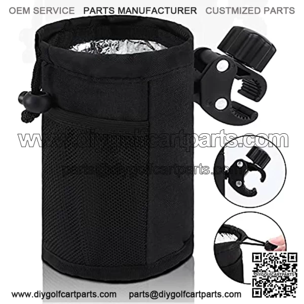 Accmor Bike Cup Holder, Bar Cup Holder, Universal Fabric Drink Cup Can Holder for Stroller, Bicycle, Wheelchair, , Trolleys, Motorcycle, ATV, Scooter, Boat, Golf Cart,Black