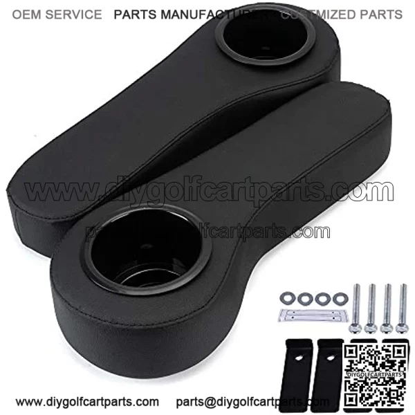 2PCS Rear Black Armrest Cushion with Holder Cup Replacement for Club Car,Yamaha,Golf Cart