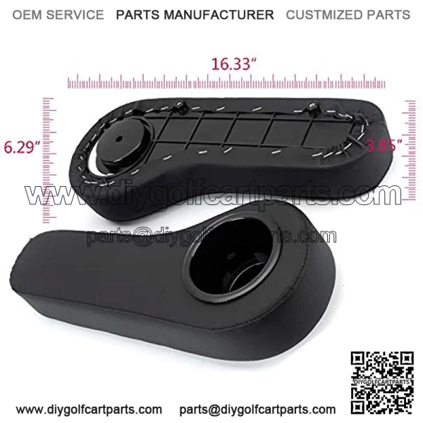 2PCS Rear Black Armrest Cushion with Holder Cup Replacement for Club Car,Yamaha,Golf Cart - Image 2