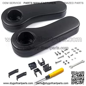 Golf Cart Rear Seat Kit Arm Rests Set with Cup Holder,Increase Support Frame,Prevent Tilting,No Drilling,for Club Car Yamaha