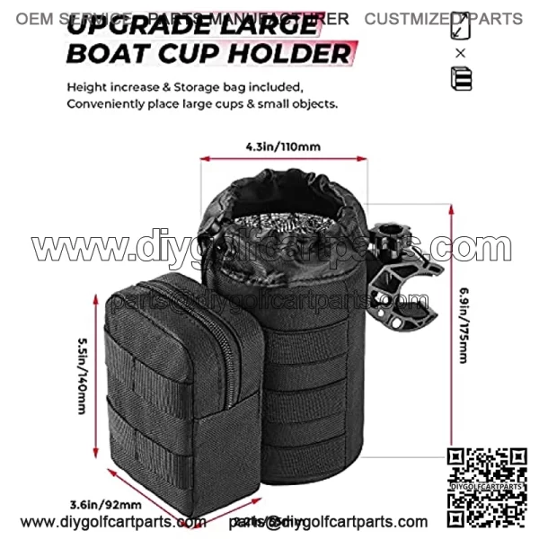 Large Boat Cup Holder, Oxford Fabric Drink Cup Can Holder with Upgrade Alligator Clamp for UTV, ATV, Scooter, Marine Boat, Wheelchair, Walker, Golf Cart, Stroller - Image 2