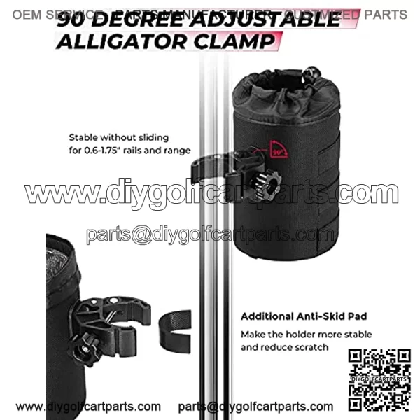 Large Boat Cup Holder, Oxford Fabric Drink Cup Can Holder with Upgrade Alligator Clamp for UTV, ATV, Scooter, Marine Boat, Wheelchair, Walker, Golf Cart, Stroller - Image 4