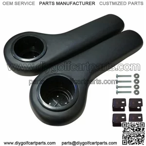 BLACK Golf Cart Cup Holder Rear Seat Arm Rest Cushion - Fits EZGO / Club Car / Yamaha