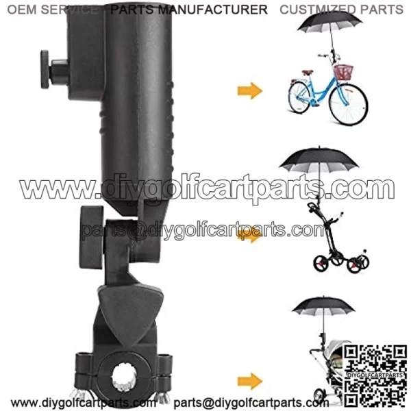 Universal 3 Wheel Golf Push Cart Umbrella Holder, Adjustable Angle, Umbrella Clip Mounting Attachment for Stroller Wheelchair - Image 5