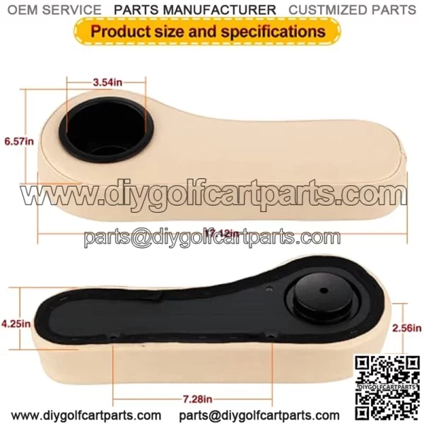Golf Cart Armrest with Cup Holder for Rear Seat Kit for Club Car EZGO Yamaha No Drilling Required Kits Include - Black/Beige/Gray - Image 3
