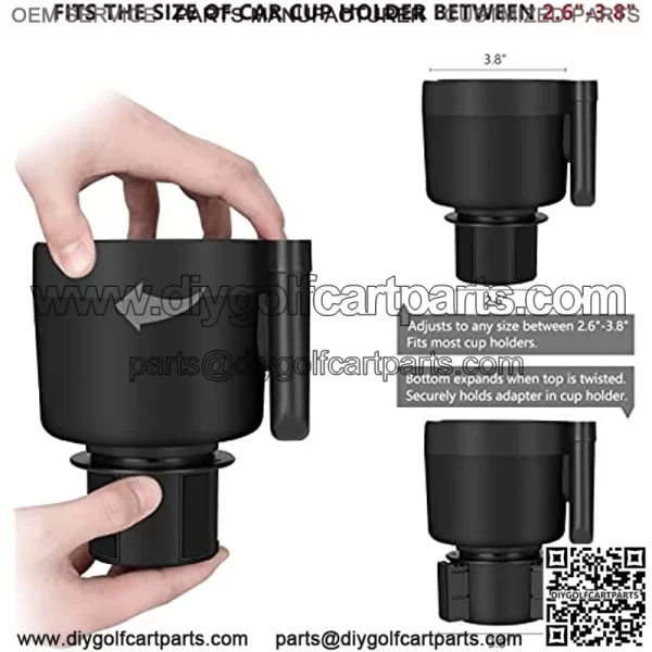 Suranew Car Cup Holder Expander Adapter (Adjustable) with Phone Holder Holds Most Car Cup Holder and Phones , Compatible with Large 32/40 oz Bottles, Big Drinks, Mugs - Image 3