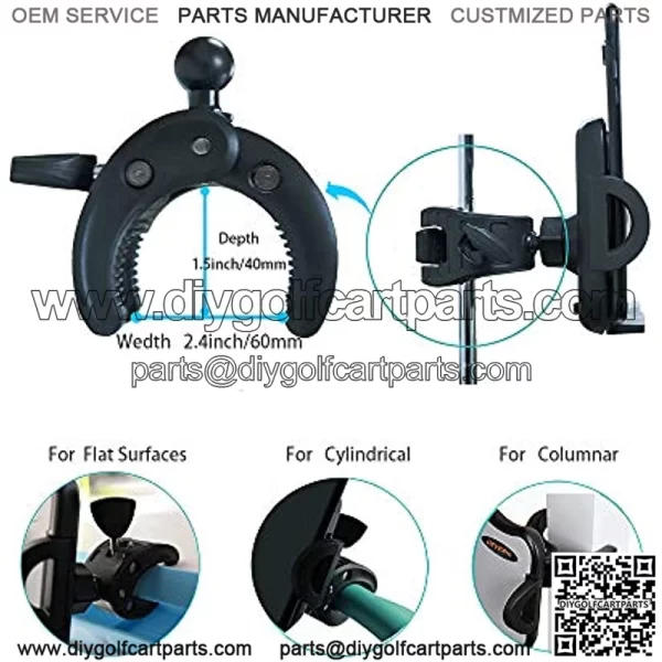 Adjustable Golf Cart Cell Phone Holder,Sturdy and Durable |Works with Golf Cart or Push Cart,Golf Clubs - Image 3