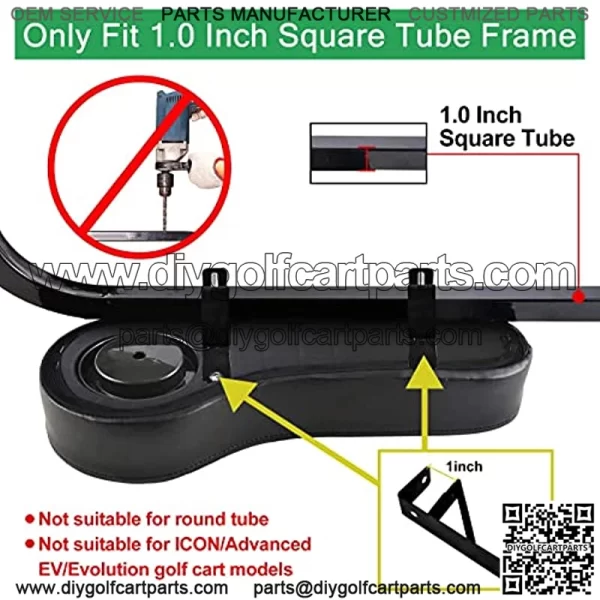 Golf Cart Armrest with Cup Holder for Club Car EZGO Yamaha Rear Seat 1-Inch Square Tube Handrail, Upgrade Support Frame/No Drilling Required/Prevent Tilting/Better Load Bearing - Image 2