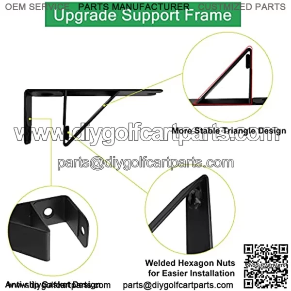 Golf Cart Armrest with Cup Holder for Club Car EZGO Yamaha Rear Seat 1-Inch Square Tube Handrail, Upgrade Support Frame/No Drilling Required/Prevent Tilting/Better Load Bearing - Image 3