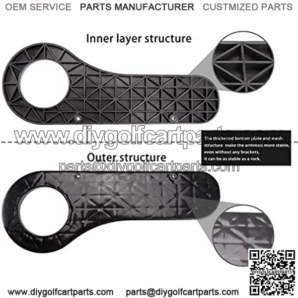 Universal Golf Cart Rear Seat Armrest with Cup Holder for EZGO, Club Car, Yamaha, Set of 2 - Image 3