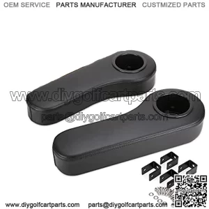 Golf Cart Rear Seat Armrests with Cup Holder for Club Car EZGO Yamaha, with Non-Drilling Brackets