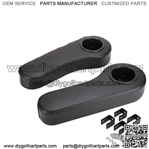 Golf Cart Rear Seat Armrests with Cup Holder for Club Car EZGO Yamaha, with Non-Drilling Brackets