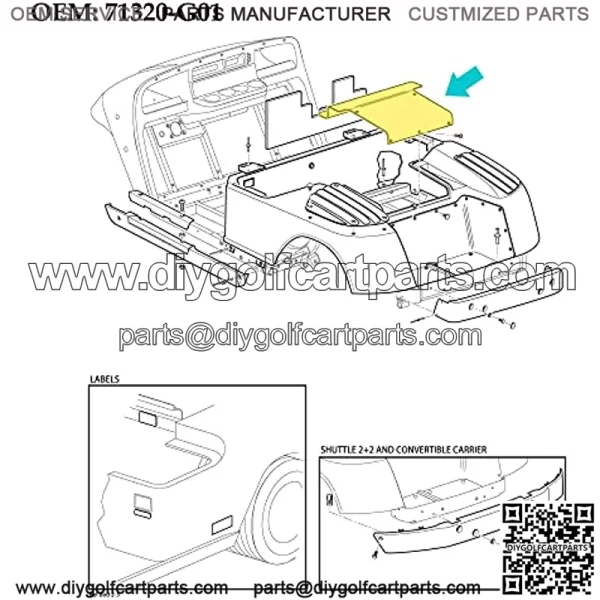 Golf Cart Access Panel Cover for EZGO TXT & Medalist 1994-2013 Gas or Electric, OEM# 71320-G01 - Image 3
