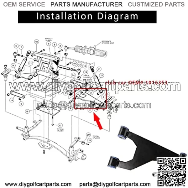 Delta A-Plate Sub Assembly for Club Car DS Gas & Electric Golf Carts 1993-UP OEM #1016353 - Image 5