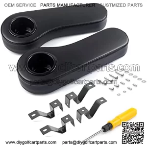 Golf Cart Armrest with Cup Holder Stainless Steel Support Frame No Drilling for Club Car EzGo Yamaha Rear Seat Kit