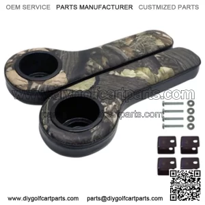Padded Rear Seat Armrest with Cup Holder - Camo/Black - for Golf Cart