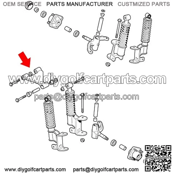 Golf Cart A Arm Assembly for EZGO RXV 2008-up Gas & Electric Vehicles, OEM# 608089 604654 601340 602085 - Image 2
