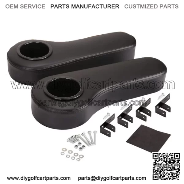Golf Cart Armrest with Cup Holder for Yamaha Club Car EZGO, No Drilling Required