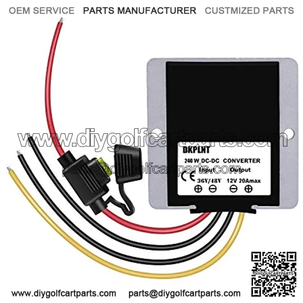 20A 240W 12v Golf Cart 48V 36V to 12V Converter Voltage Regulator Reducer Transformer with Fuse - Image 3