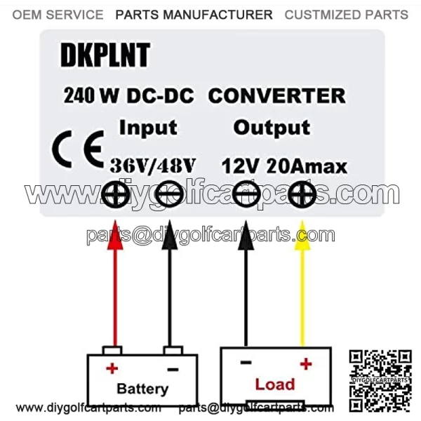 20A 240W 12v Golf Cart 48V 36V to 12V Converter Voltage Regulator Reducer Transformer with Fuse - Image 5