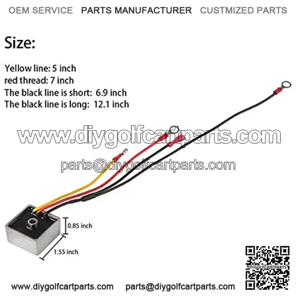 Golf Cart Voltage Regulator Rectifier for Club Car DS 1992 Up 4-Cycle Gas & Carryall Models,Replace OEM 1015777 1027101-01 1027112-01,MPN 6355 - Image 2