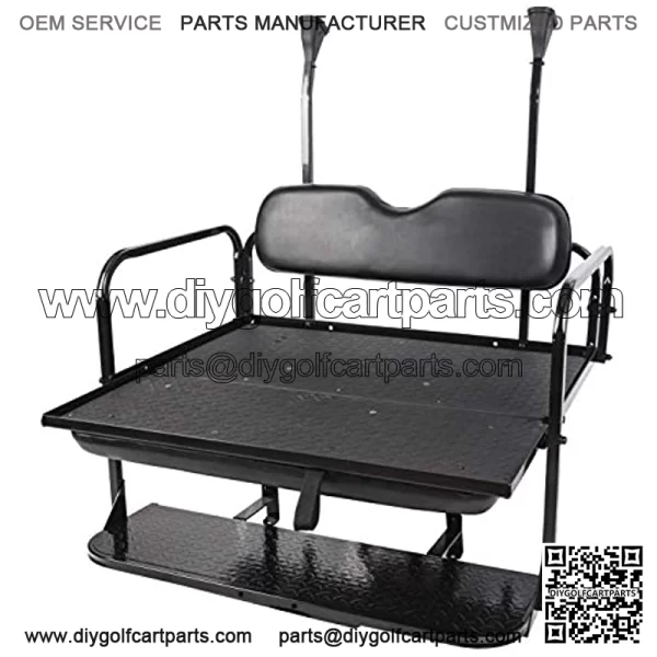Golf Cart Flip Rear Black Seat Kit w/Black Cushions w/Extra Handle Bar Compatible with 2004-Up Club Car Precedent Gas or Electric Models - You Will Receive Three Packages & All Hardware - Image 3