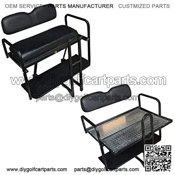 Performance Plus Carts Club Car Precedent Golf Cart Rear Flip Back Seat Kit - Factory Black