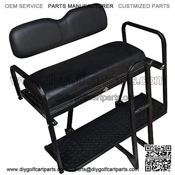 Performance Plus Carts Club Car Precedent Golf Cart Rear Flip Back Seat Kit - Factory Black - Image 2
