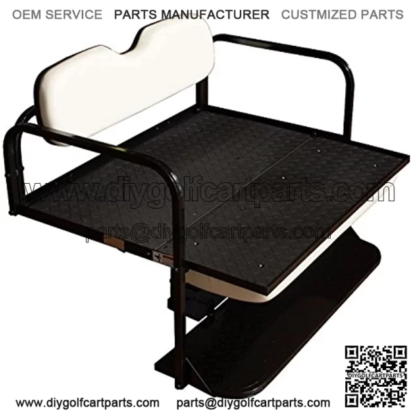 Performance Plus Carts Club Car Precedent Golf Cart Flip Folding Rear Back Seat Kit - Off White Cushions - Image 4