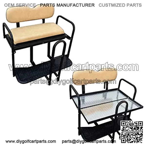 Performance Plus Carts TXT Golf Cart Rear Flip Back Seat Kit - Factory Tan (Fits 1995-2013)