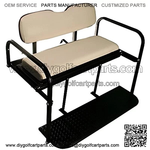 Performance Plus Carts TXT Golf Cart Rear Flip Folding Back Seat Kit, 1995 and Up - All Factory Colors (Oyster White Cushions) - Image 2