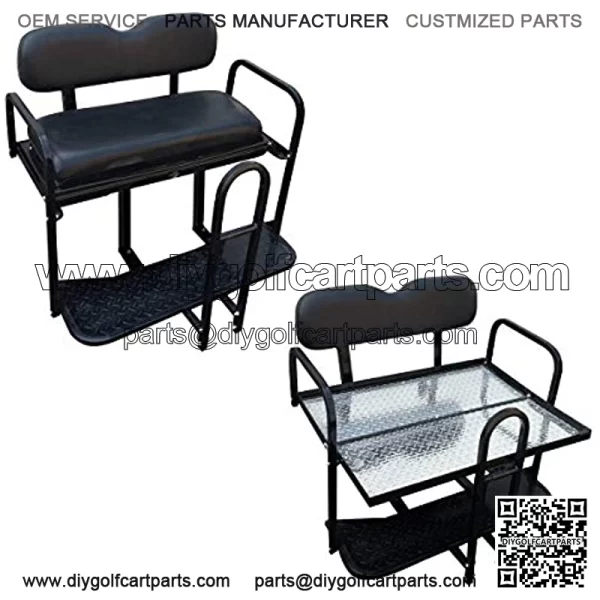 TXT Golf Cart Rear Flip Back Seat Kit - Factory Black