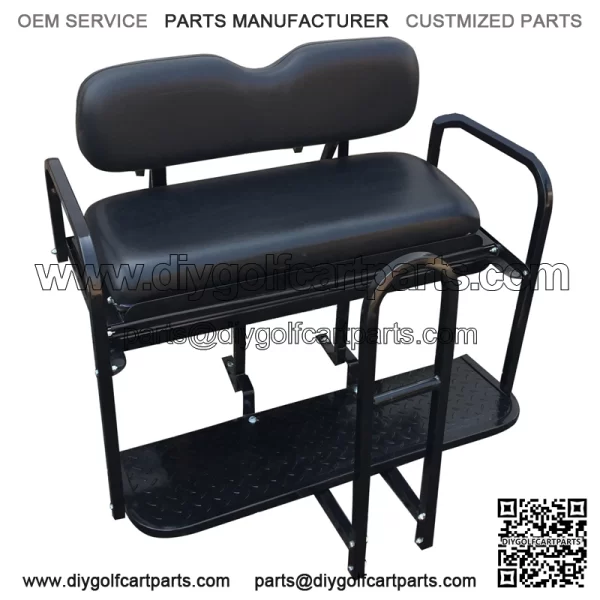 Yamaha Drive (G29) Golf Cart Rear Seat Kit - BLACK (Flip Seat w/ Cargo Bed & FREE Grab Bar)