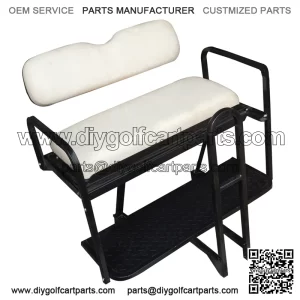 Precedent Golf Cart Rear Seat Kit - WHITE (Flip Seat w/ Cargo Bed & Free Grab Bar)