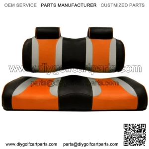 Front Golf Cart Seat Cushions in Orange/Silver/Black (Fits all Carts!)