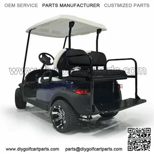 RXV STEEL Golf Cart Rear Seat Kit - BLACK - Flip Seat w/ Cargo Bed (Fits 2008+)