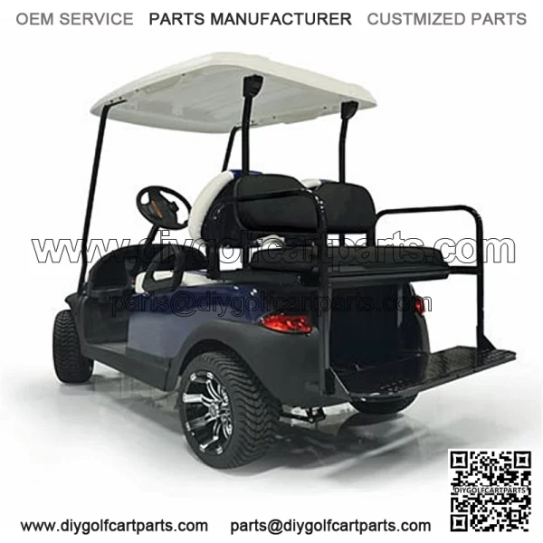 RXV STEEL Golf Cart Rear Seat Kit - BLACK - Flip Seat w/ Cargo Bed (Fits 2008+)