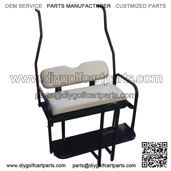 Golf Cart Rear Seat Kit (1982 - 2013 models) - (Matches Factory front seat) - Flip Seat w/ Cargo Bed & Free Grab Bar