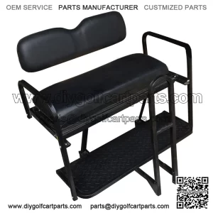 Precedent Golf Cart Rear Seat Kit - BLACK (Flip Seat w/ Cargo Bed & Free Grab Bar)