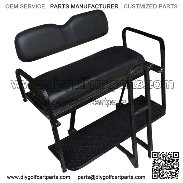 Precedent Golf Cart Rear Seat Kit - BLACK (Flip Seat w/ Cargo Bed & Free Grab Bar)