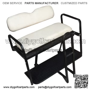 Precedent Golf Cart Rear Seat Kit - PURE WHITE (Flip Seat w/ Cargo Bed & Free Grab Bar)