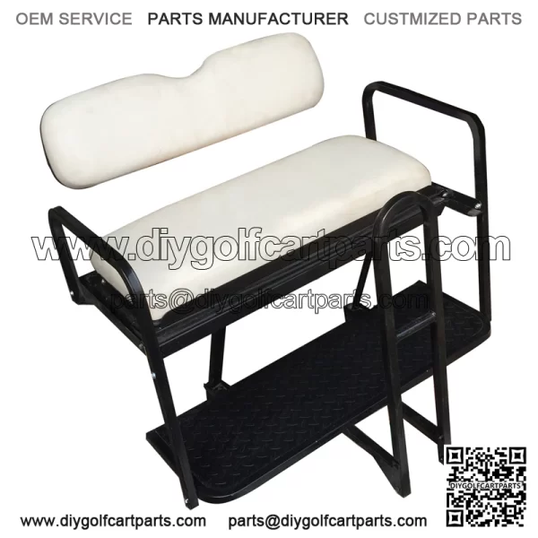 Precedent Golf Cart Rear Seat Kit - PURE WHITE (Flip Seat w/ Cargo Bed & Free Grab Bar)