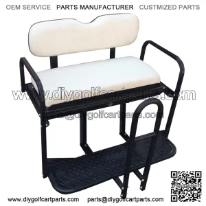 Golf Cart Rear Seat Kit - Pure WHITE (Flip Seat w/ Cargo Bed & FREE Grab Bar)