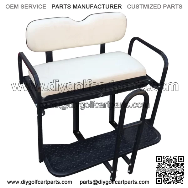 Golf Cart Rear Seat Kit - Pure WHITE (Flip Seat w/ Cargo Bed & FREE Grab Bar)