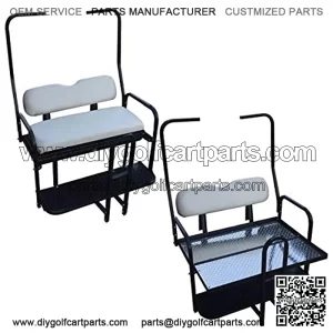 Performance Plus Carts Club Car DS Golf Cart Folding Rear Back Seat Kit Diamond Plate - Off White