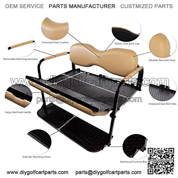 Club Car Precedent Golf Cart Rear Seat Kit ?C Beige - Image 4