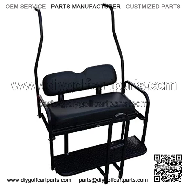 Performance Plus Carts Club Car DS Golf Cart Rear Back Seat Kit for 2000.5 - Up - Black - Image 3